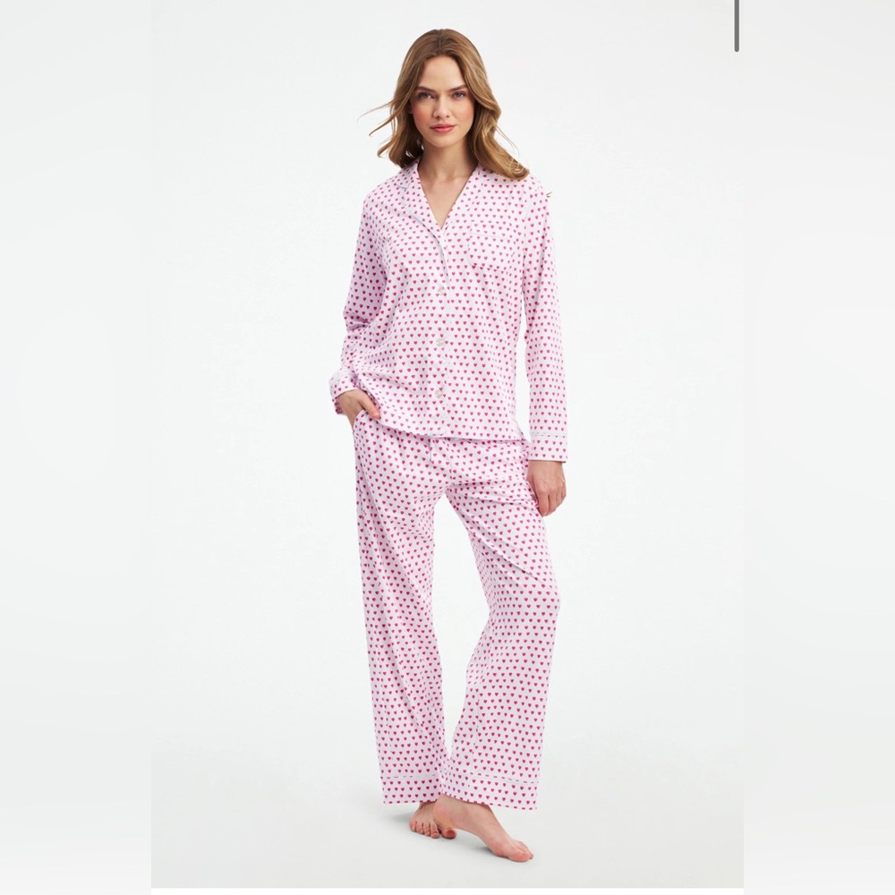 Roller Rabbit long sleeve pink heart pajama set